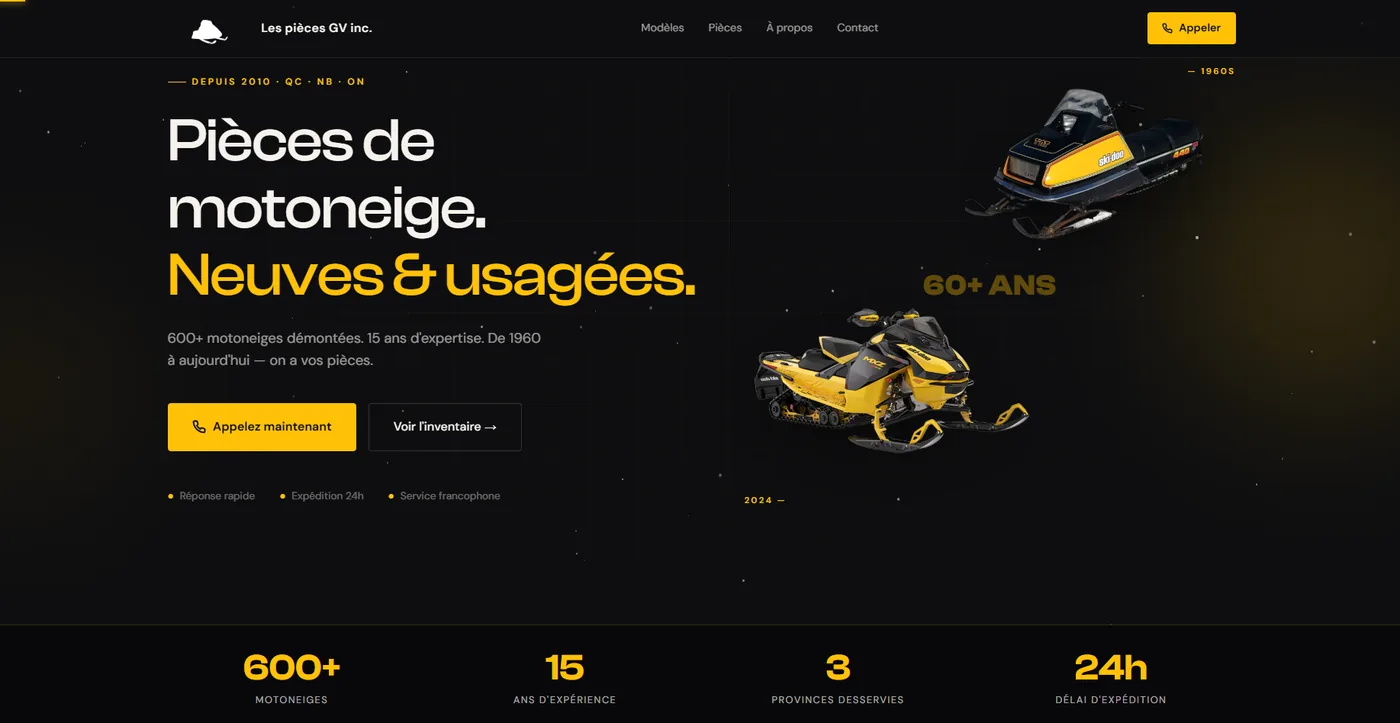 Site web de Les pièces GV inc.